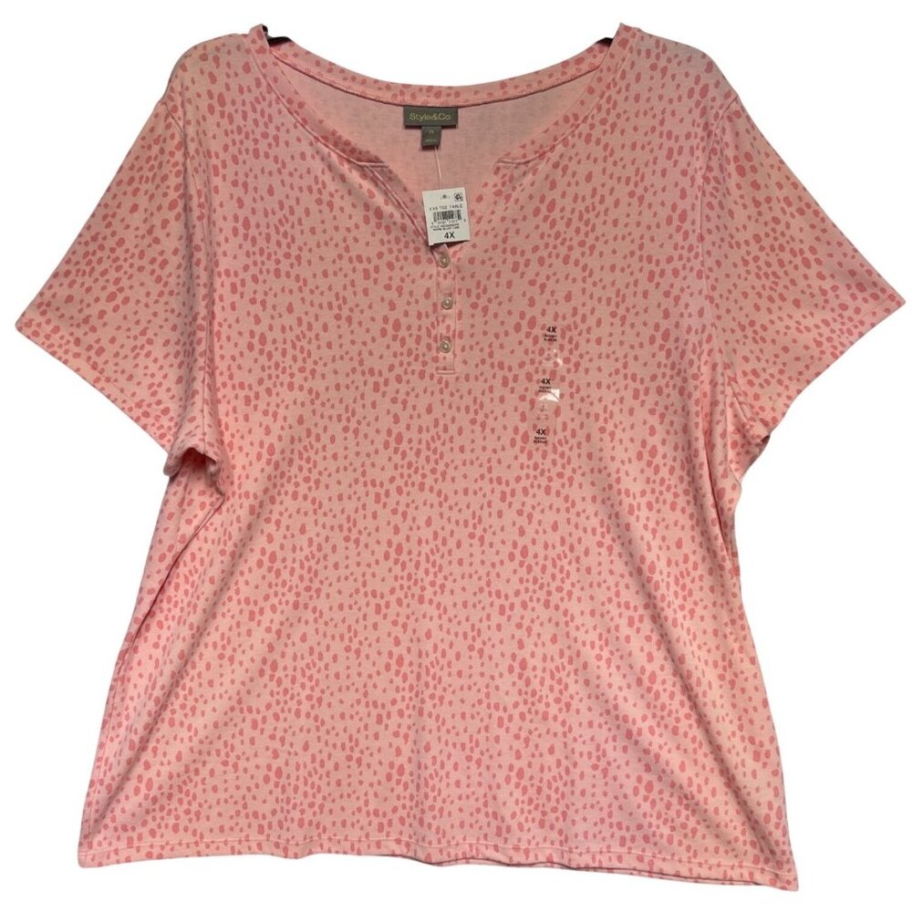 Style & Co Womens 4X Warm Blush Pink Essential Tee Top 60% Cotton 40% Polyester